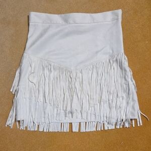 Altar'd State Cream Fringe Mini Skirt